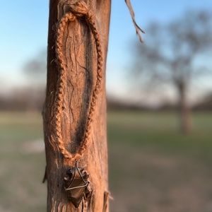 Natural Burlap Raw Arrow Head Pendant